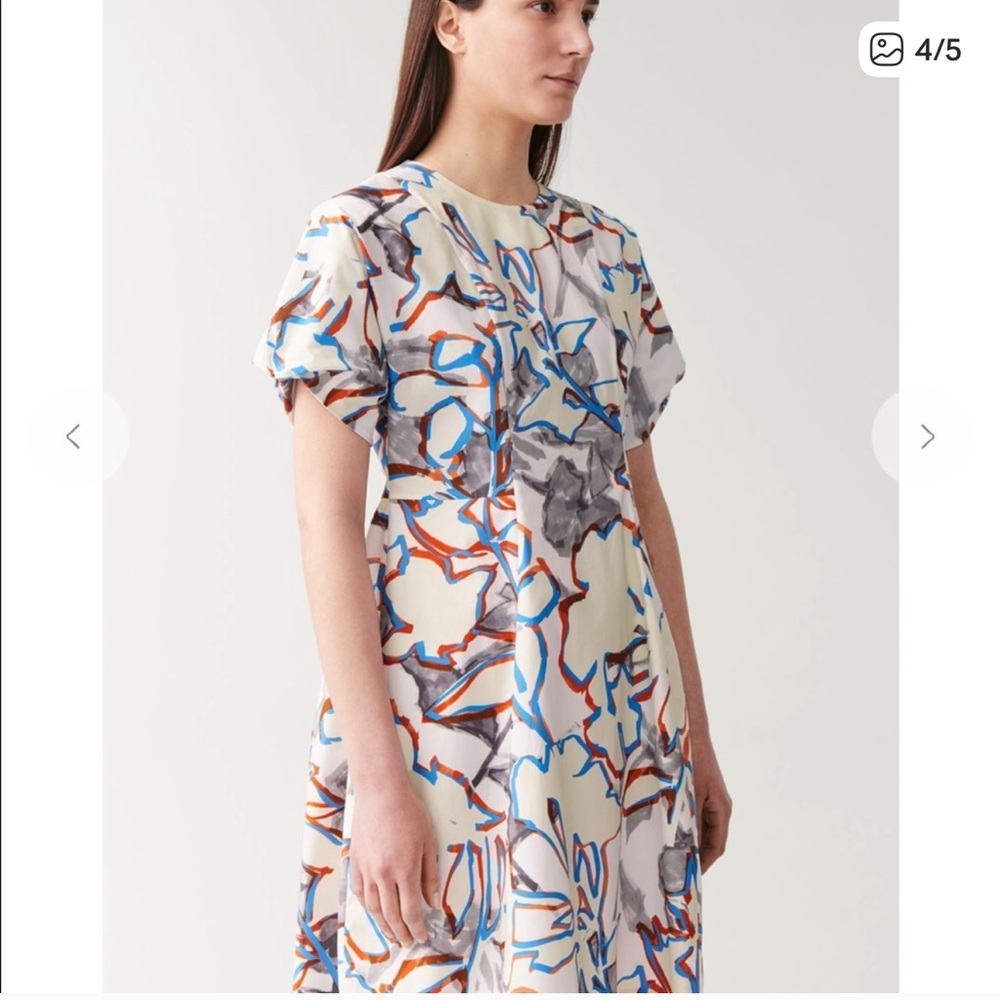 COS Printed Draped Sleeve Mini Dress Size 8 - Picture 4 of 15